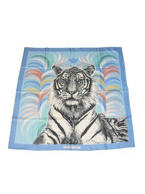 Hermes Tigre Royal Double Face 90 Silk Square Scarf Ciel Multicolor